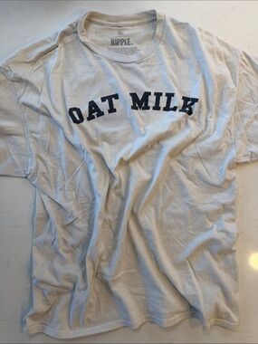 Ripple Oat Milk Graphic Tee - White with Black Print
